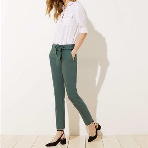 LOFT green tie waist pant